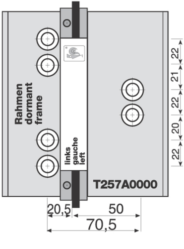BOORMAL T257A0000 TBV 3-DELIGE SCHARNIER 70,5 MM  Productafbeelding BIGPIC L